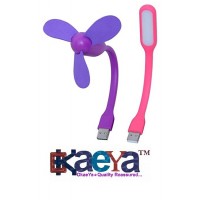 OkaeYa-Combo Of Flexible Usb Lamp Light And Usb Portable Fan For Laptop, Power Bank.